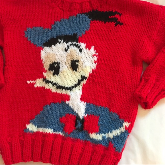 Vintage Handmade Knit Donald Duck Sweater - Picture 2 of 3